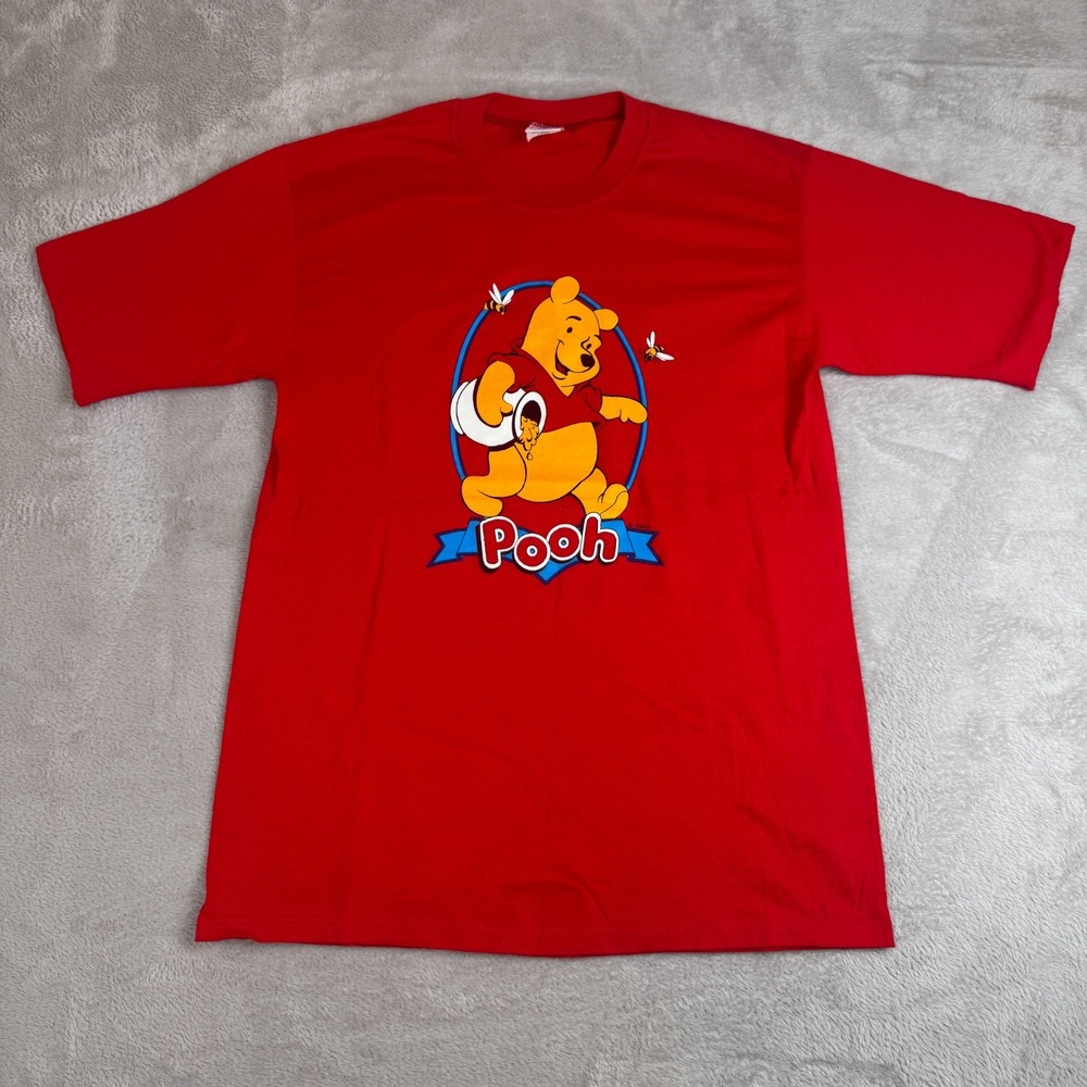 Vintage Disney Winnie The Pooh Shirt Mens‎ L Red Preowned Cartoon Comfort Tee
